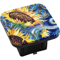 Swono 2"" Hitch Cover Sunflowers, Starry Night Sunflower Field Oil Painting Trailer Hitch Cover Tube Plug Cap, Rubber Receiver Tube Hitch Plug For Most Vehicles