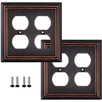 Sleeklighting Oil Rubbed Bronze Outlet Covers And Switch Plates-Decorative Wall Plate Light Switch Cover Beveled -Variety Of Styles: Decorator/Duplex/Toggle / & Combo-Size: 2 Gang Duplex (2Pack)