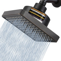 Nuodan High Pressure Rain Shower Head With Filtered - 6"" Square Showerhead Filter For Remove Chlorine And Harmful Substances, Improve Hair And Skin Problems, Oil Rubbed Bronze