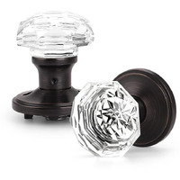 Orger Door Knob (2 Pack) - Crystal Style, Oil Rubbed Bronze Finish, Passage Function, Zinc Alloy Base, Adjustable Latch For Interior Doors Up To 1-3/4"" Thick