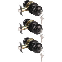 Gobrico Flat Ball Round Keyed-Alike Entry Knob For Exterior Door Oil Rubbed Bronze Finished 3Pack