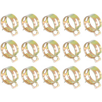 Uxcell 15Pcs Spring Band Type Action Fuel/Silicone Vacuum Hose Pipe Clamp, 22Mm Low-Pressure Air Spring Hose Clip Clamp For Automotive Oil Pipe Water Pipe, Color Zinc