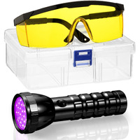Tellegloww Ac Leak Detector Kit Ac Uv Oil Dye Leak Detection Includes Led Flashlight And Uv Protective Glasses With Box For Car Refrigerant Detector Tool (28 Led,Black)