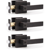 Knobwell Oil Rubbed Bronze Door Handle Door Lever Keyed Entry Door Knob(Not Keyed Alike) Front Door Leverset Lockset, 3 Pack, Oil Rubbed Bronze Finish 2.13 Lb One Lever