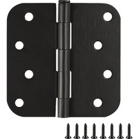 12-Pack Rounded Steel Door Hinges, Oil Rubbed Bronze - 4-Inch X 4-Inch Interior Hinges, 5/8-Inch Radius, Fits Standard Doors - Design House 189977