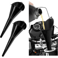 Dxnq 2 Pcs Oil Funnel, Automotive Multi-Function Plastic Fuel Funnel With Long Neck, Universal Engine Oil Funnel For Filling Oils Gas Lubricants And Fluids, Car Accessories (Black)
