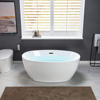 Woodbridge 55"" Acrylic Freestanding Bathtub Contemporary Soaking White Tub With Oil Rubbed Bronze Overflow And Drain,Bta1418 -Orb