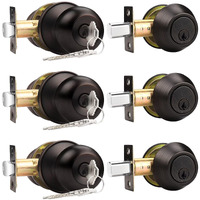 Probrico Oil Rubbed Bronze Door Knobs With Single Cylinder Deadbolts, Keyed Alike Exterior Door Handleset Combo Pack, Lockset For Front Door And Outside Gate, 3 Set