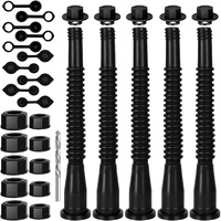 Gas Can Spout Replacement, 5 Kit Black Upgraded Replacement Gas Can Spout, Two Models Of Threads Caps Suitable For Most 1/2/5/10 Gal Oil Cans, With Drill, Vent Caps