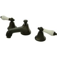 Kingston Brass Ks4465Pl Metropolitan Widespread Lavatory Faucet With Porcelain Lever Handle, Oil Rubbed Bronze