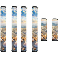 Garucesta 6 Pieces Refrigerator Microwave Door Handle Covers Electrical Appliances Handle Protector Keep Clean And Protected From Oil Stains, Fingerprints, Liquids, Starfish Sea Shell Whelk Beach