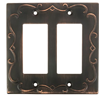Sleeklighting | Wall Plates Decorative Regal Scrollwork Oil Rubbed Bronze | Electric Outlet And Switch Covers| Style: 2 Gang Decorator (1 Pack)