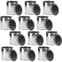 Master Elite Small 1/2 Pint Unlined Empty Metal Paint Can Bucket With Lids, Pack Of 12 - Triple Tight Lid Seal, 8 Fl. Oz. Steel Coating Storage Container Tin - Store Oil-Based Paint, Art, Diy Crafts