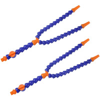 Uxcell 4Pcs G3/8"" Thread Flexible Water Oil Coolant Pipe Hose, 400Mm Plastic Adjustable Round Nozzle Y Shape Cooling Pipe Hose With Switch For Lathe Cnc Water Cooling System