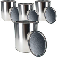 Master Elite 1 Gallon Unlined Empty Metal Paint Can Bucket With Lids, Pack Of 4 - Triple Tight Lid Seal, 128 Fl. Oz. Steel Coating Storage Container Tin - Store Leftover Oil-Based Paint, Automotive