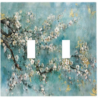 Wpshijia Abstract Flower Oil Painting 2 Gang Light Switch Plate Cover Double Toggle Wall Plate Decorative Switchplate Electrical Faceplate For Livingroom Bedroom Bathroom Decor