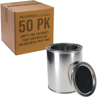 Master Elite 1 Pint Unlined Empty Metal Paint Can Bucket With Lids, 1 Case Of 50 - Triple Tight Lid Seal, 16 Fl. Oz. Steel Coating Storage Container Tin - Store Oil-Based Paint, Art Craft Diy Supplies