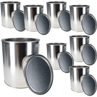 Master Elite 1 Gallon Unlined Empty Metal Paint Can Bucket With Lids, Pack Of 8 - Triple Tight Lid Seal, 128 Fl. Oz. Steel Coating Storage Container Tin - Store Leftover Oil-Based Paint, Automotive