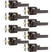 Gobekor Door Handle Oil Rubbed Bronze Passage Door Locks Bronze Hall Closet Door Levers Square Lever Door Handles, 8 Pack