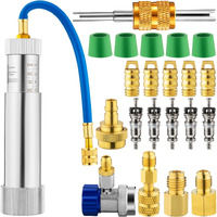 Glooglitter Ac Oil Dye Injector Kit Includes A/C Oil And Dye Injector Backflow Prevent And R410A Mini Split Adapters Valve Core Remover Compatible Withr134A R22 R12 R1234Yf Refrigerant System