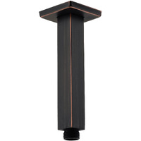 Brushed Bronze Shower Arm With Flange Ceiling Mounted 6 Inch Square Stainless Steel Extension For Overhead Rainfall Shower Head, Oil Rubbed Bronze