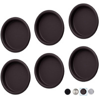 Enconker 6 Pack Closet Door Finger Pull 2-1/8"", Oil Rubbed Bronze Round Insert Bypass Closet Door Handle Sliding Door Hardware, Easy Snap-In Installation, No Nails Needed