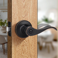 Moquin Wave Design Privacy Door Lever Without Keys, Reversible Door Handle For Right/Left Side Bathroom/Bedroom Door Lock In Oil-Rubbed Bronze (Red Margin) Finish