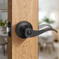 Moquin Wave Design Privacy Door Lever Without Keys, Reversible Door Handle For Right/Left Side Bathroom/Bedroom Door Lock In Oil Rubbed Bronze Finish