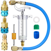 Tellegloww Oil And Dye Injector Kit 1/4"" Sae With Sae R134A Oil Injector R1234Yf Low Side Quick Coupler R410A Split Adapter Compatible With R134A R22 R12 R1234Yf, Hand Push Compressor Manual 1Oz/30Ml