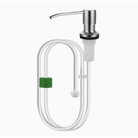 Built In Soap Dispenser For Kitchen Sink, Brushed Nickel Stainless Steel Countertop Pump Head, Dish Soap Hand Lotion Dispenser With Refillable 17Oz Bottle (Brushed Nickel With Tube)