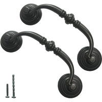 Househook 4 Pcs Oil-Rubbed Bronze Metal Drop Bail Pulls, 4-1/4"" Center To Center, Vintage Shabby Chic Drawer Handles For Dressers, Cupboards, Wardrobes, And Kitchen Cabinets