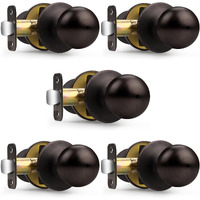 Probrico Door Knob Without Key Privacy Door Knob For Bedroom/Bathroom Round Ball Shape Oil Rubbed Bronze Door Handles Keyless Door Locksets 5 Pack