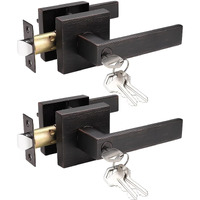 Knobelite 2 Pack Oil Rubbed Bronze Key Lock Door Handles With Latch, Adjustable Backset 60Mm-70Mm, Easy Installation