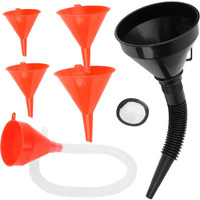 6 Pcs Automotive Funnels Set, Plastic Fuel Funnels With Hose, Wide Mouth Flexible Oil Funnels For Automotive Use Filling Water/Gasoline/Coolant/Engine Oil
