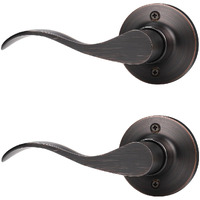Mengico 2 Pack Single Sided Dummy Door Handle, Oil Rubbed Bronze Interior Door Lever, Left Handled Dummy Knobs For Closet, Non-Turning Interior Push/Pull Door Knob