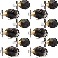 Probrico 6 Sets-Entry Door Knob Lockset And Single Cylinder Deadbolt Combination Set, Keyed Alike Front Handlesets In Oil Rubbed Bronze, Combo Pack Door Knobs Exterior,Contractor Pack