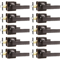 Gobekor Oil Rubbed Bronze Door Handles Interior Passage Door Levers Hall Closet Door Locks Bronze Square Door Handle Set, 10 Pack