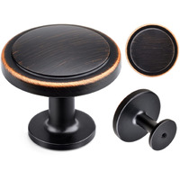 Weaverbird 2 Pack Oil Rubbed Bronze Kitchen Cabinet Knobs, Zinc Alloy Kitchen Drawer Hardware Knobs, 1-1/4"" Diameter Round Drawer Handles Pulls, Modern Solid Cabinet Hardware