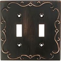 Sleeklighting | Wall Plates Decorative Regal Scrollwork Oil Rubbed Bronze | Electric Outlet And Switch Covers| Style: 2 Gang Toggle (1 Pack)