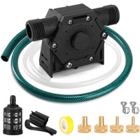 Fidisp Drill Pump For Water 12Pcs, 750 Gph Electric Drill Pump With Water Hose, Oil Hose And Adapter, For Water, Gasoline, Garden, Rain Barrels(Black)