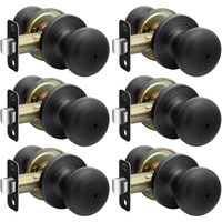 Goldenwarm Brushed Bronze Door Knobs Interior, Oil Rubbed Bronze Bedroom Door Knobs, Interior Door Knob Bronze 6 Pack
