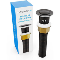 Bchlein Bathroom Sink Drain With Overflow - Oil Rubbed Bronze Pop Up Drain Incl. 3 Extra Seals - German Brand
