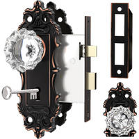 Ceymio Antique Door Knobs Interior Mortise Lock Oil Rubbed Bronze Door Knob Crystal Glass Door Handle Vintage Skeleton Key Door Locks For Bedrooms Bathroom