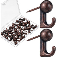 Jetec 30 Pieces Metal Push Pin Hangers Pin Wall Hooks Picture Hanging Picture Nails Frame Oil Painting Hooks On Wooden Or Fabric Wall For Home Or Office (Bronze)