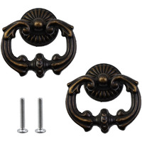 My Mironey 2 Pack Vintage Cabinet Handles, Oil Rubbed Bronze Ring Drawer Pulls, Zinc Alloy Hardware Knobs With Screws For Kitchen, Dresser, Cabinet