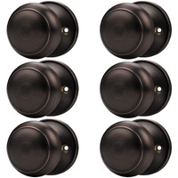 Probrico Oil Rubbed Brozne Door Knobs, Single Side Dummy Door Handles With Round Ball, Interior Door Knobs For Pantry Closet, 6 Pack