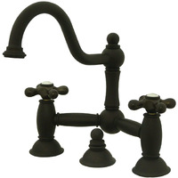 Kingston Brass Ks3915Ax Restoration Widespread Lavatory Faucet With Metal Cross Handle, Oil Rubbed Bronze