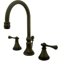 Kingston Brass Ks2985Bl Governor Widespread Lavatory Faucet With Brass Pop-Up And Metal Lever Handle, Oil Rubbed Bronze