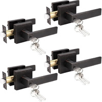 Knobelite Hardware(4 Pack) Door Entry Lever Lockset, Keyed Alike Door Handle Lock With Key Locking Lever Set[For Front Door Or Office],Front Door Entry Lever Lockset, Oil Rubbed Bronze Same Key