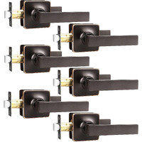 Gobekor Door Handles Bronze Passage Door Handle Interior Oil Rubbed Bronze Closet Door Handle Square Door Lock Interior Door Knob Bronze Passage Door Levers, 6 Pack